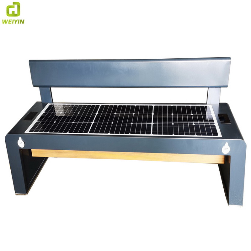 Roestvrij staal Grijs Clor Smart Wifi USB Opladen Solar Outdoor Bench