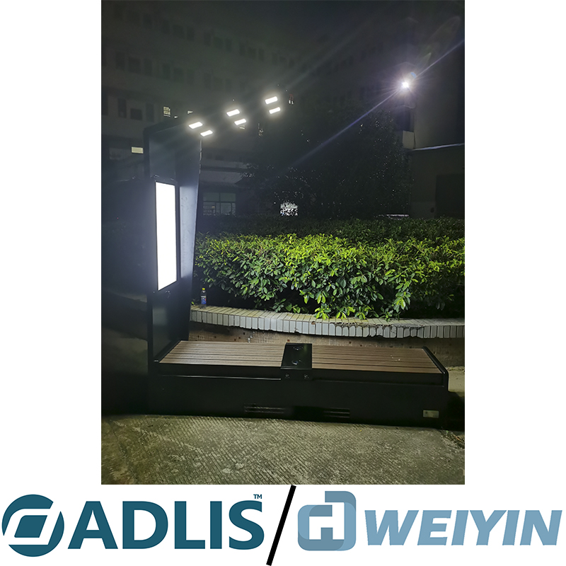 Groot formaat multifunctionele reclamedisplay van hoge kwaliteit Smart Bench op zonne-energie te koop